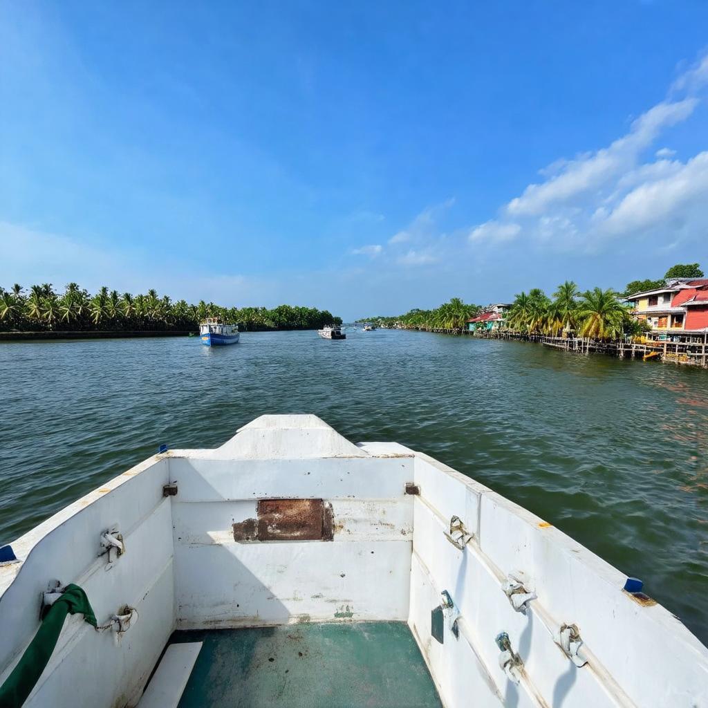 Phong canh song nuoc nhin tu tren pha Binh Tan Cua Dai Ben Tre